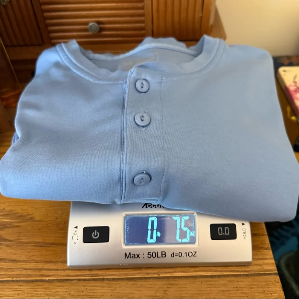 LL Bean Pima Cotton Blue Henley Shirt Men’s Sz XL Tall Soft Casual Short Sleeves - Picture 8 of 8